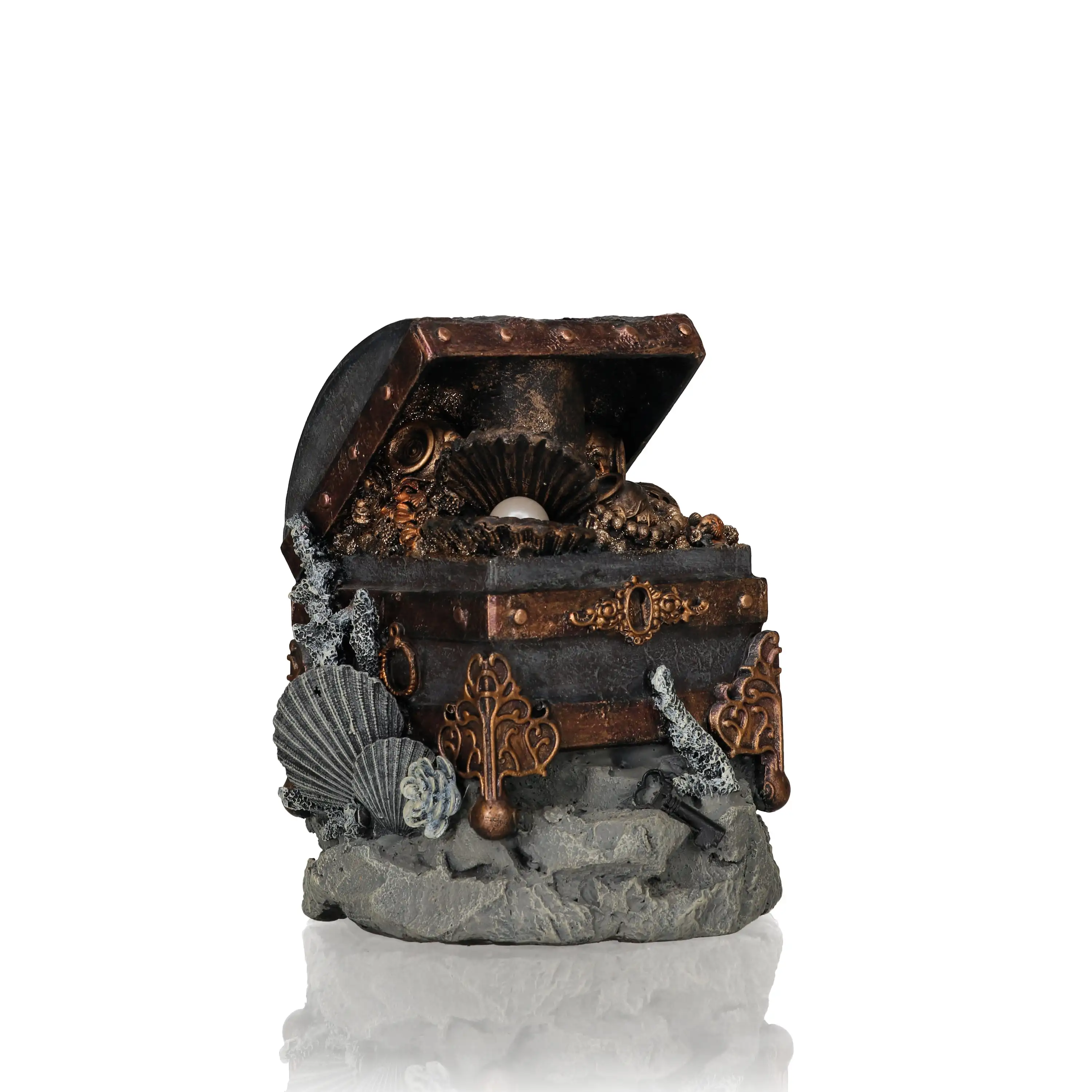 

Treasure Chest Sculpture Aquarium Ornament - Resin, Medium, Brass