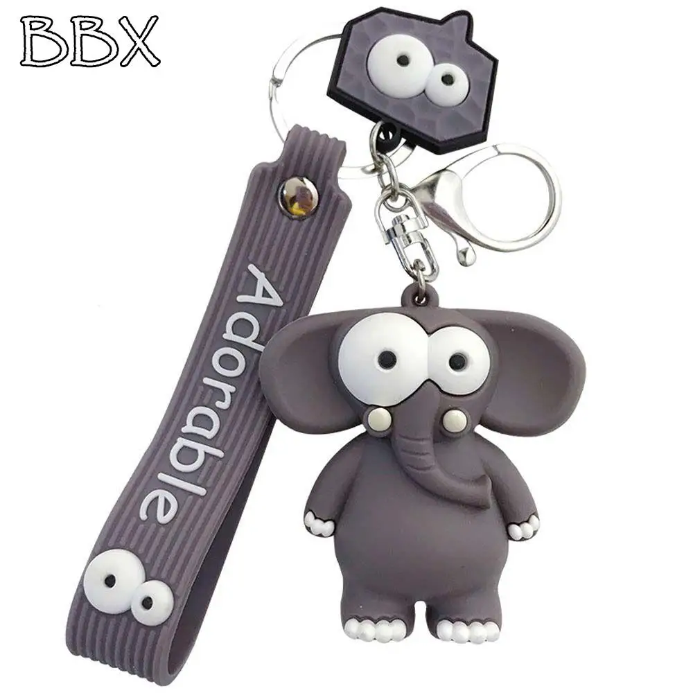 

Ugly Cute Big Eye Bull Keychain Cute Elephant KeyChain Silicone Cartoon Animal Keyring Bag Pendant Pendant Cute Keyring