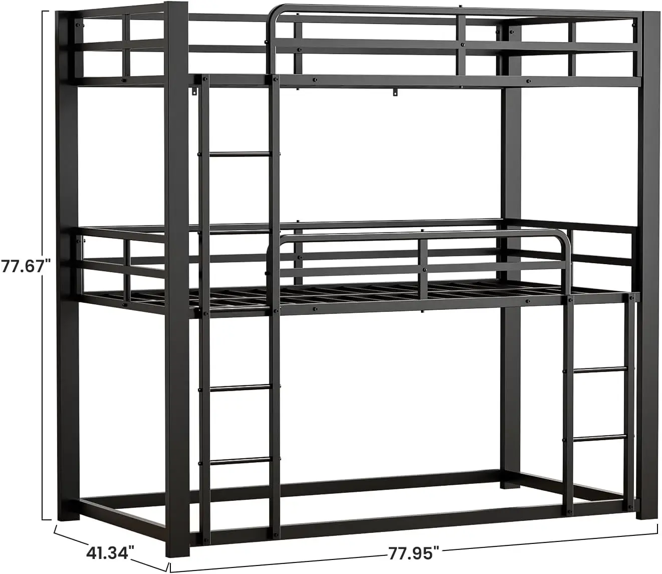Heavy Duty Triple Bunk Bed, Twin-Size Metal Bunkbeds with Ladder, Family-Friendly for All Ages, Bedroom, No Box Spring Needed