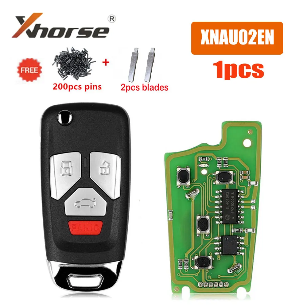 

1pcs Xhorse XNAU02EN VVDI Wireless Remote Key 4 Buttons Universal Car Remote Key for VVDI Mini Key Tool VVDI2 with Blades Pins