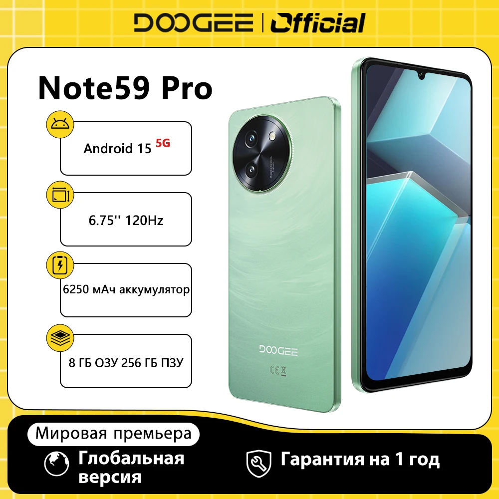 DOOGEE Note 59 Pro 5G Handy Ohne Vertrag Android 15, 32 GB RAM