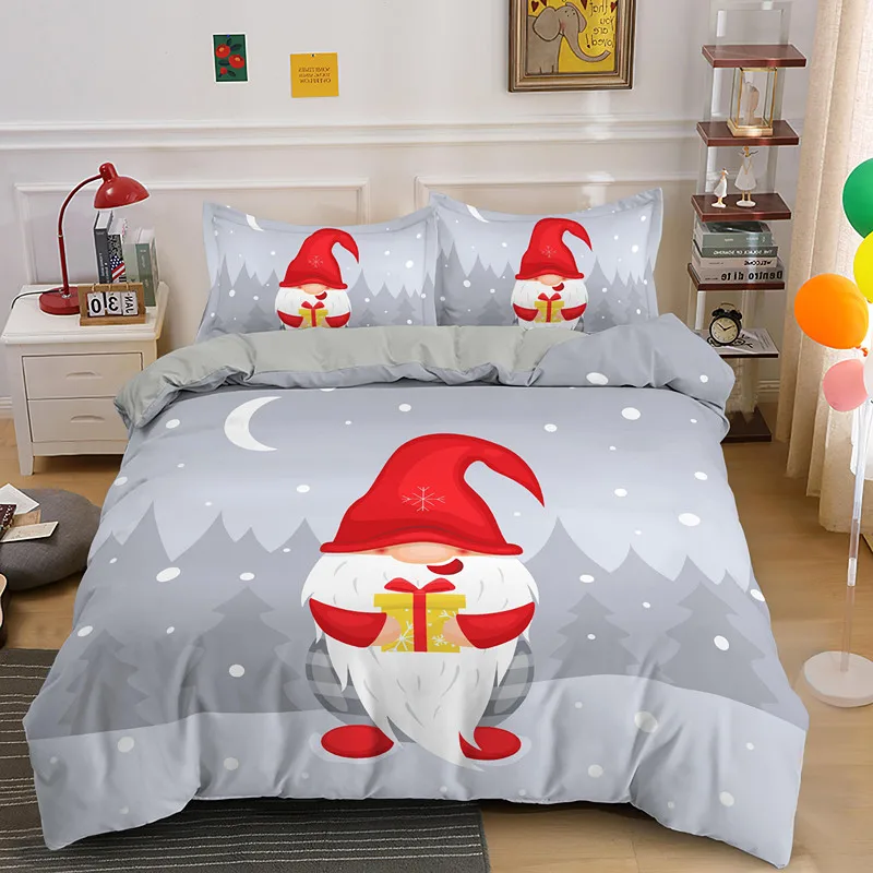 

Пододеяльник для мальчиков и девочек, Комплект постельного белья с рождественскими мотивами, с рисунком короля и королевы, с новым годом снега и Санта-Клауса, из полиэстера