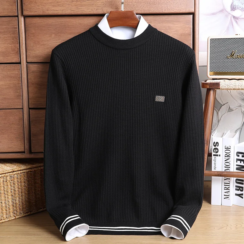 

Luxury Designer Men's Knitted Pullover 2023 Autumn/Winter O-neck Embroidery Fashion Casual Korea Thickened Solid Knitted Sweater