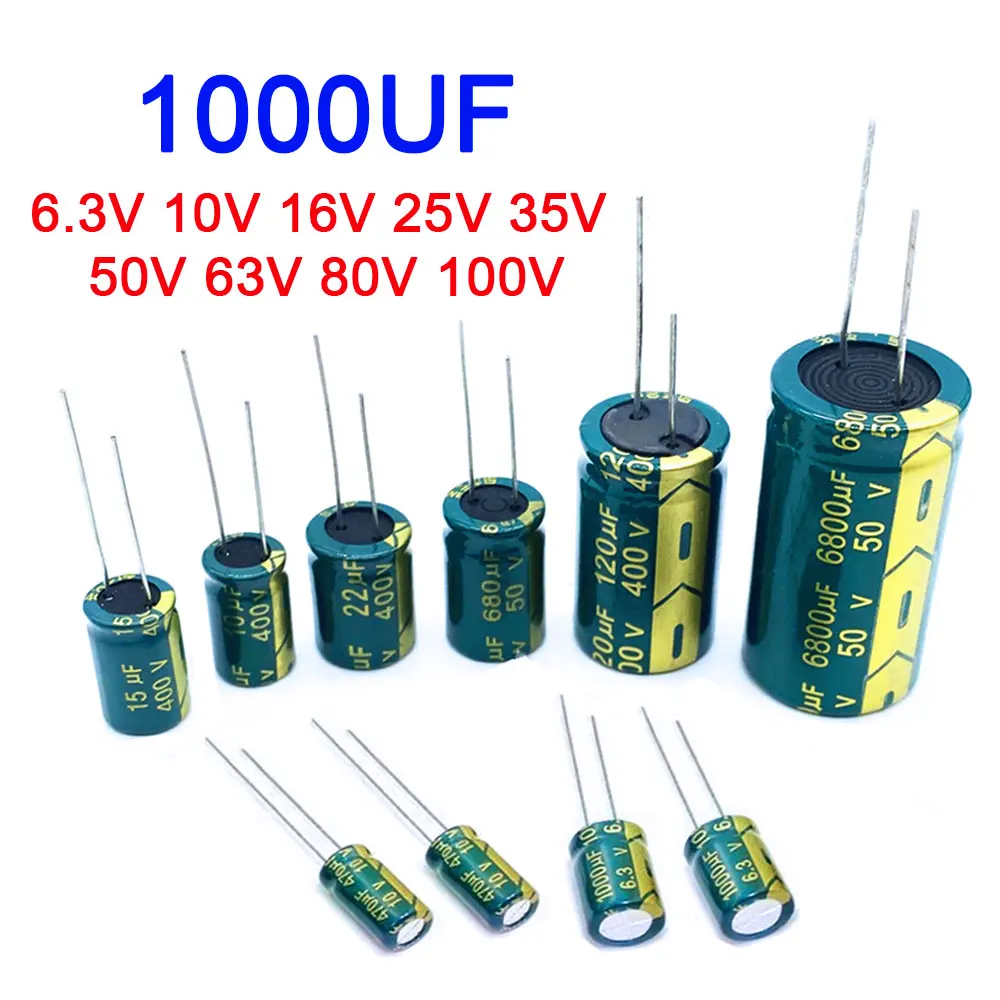 Aluminum Capacitor 1000UF 6.3V 10V 16V 25V 35V 50V 63V 80V 100V 20% 1000UF35V 1000UF25V 1000UF50V aluminum capacitor aluminum electrolytic capacitor electrolytic capacitor