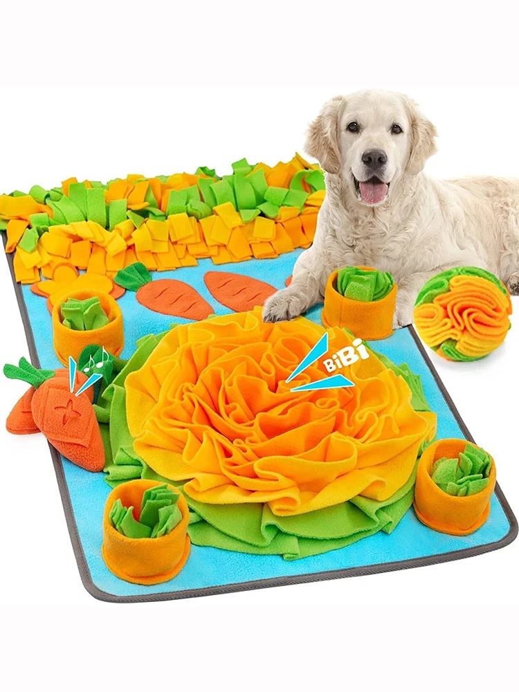 Dog Snuffle Mat Interactive Pet Feeding Mat Puppy Sniffing Puzzle Toys Nonslip Portable Squeaky