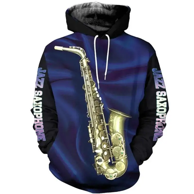 thumbnail image 1 of Sudaderas para hombre con estampado 3D de saxofón, sudaderas con capucha con gráficos de música para hombre, sudaderas de manga larga de gran tamaño a la moda, ropa de calle, 1 of 5