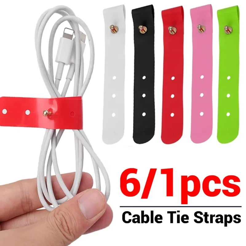 

6/1PCS Reusable Cable Ties Straps Waterproof Cable Organizer for IPhone Earphone Mouse Wire Cord Management Home Office