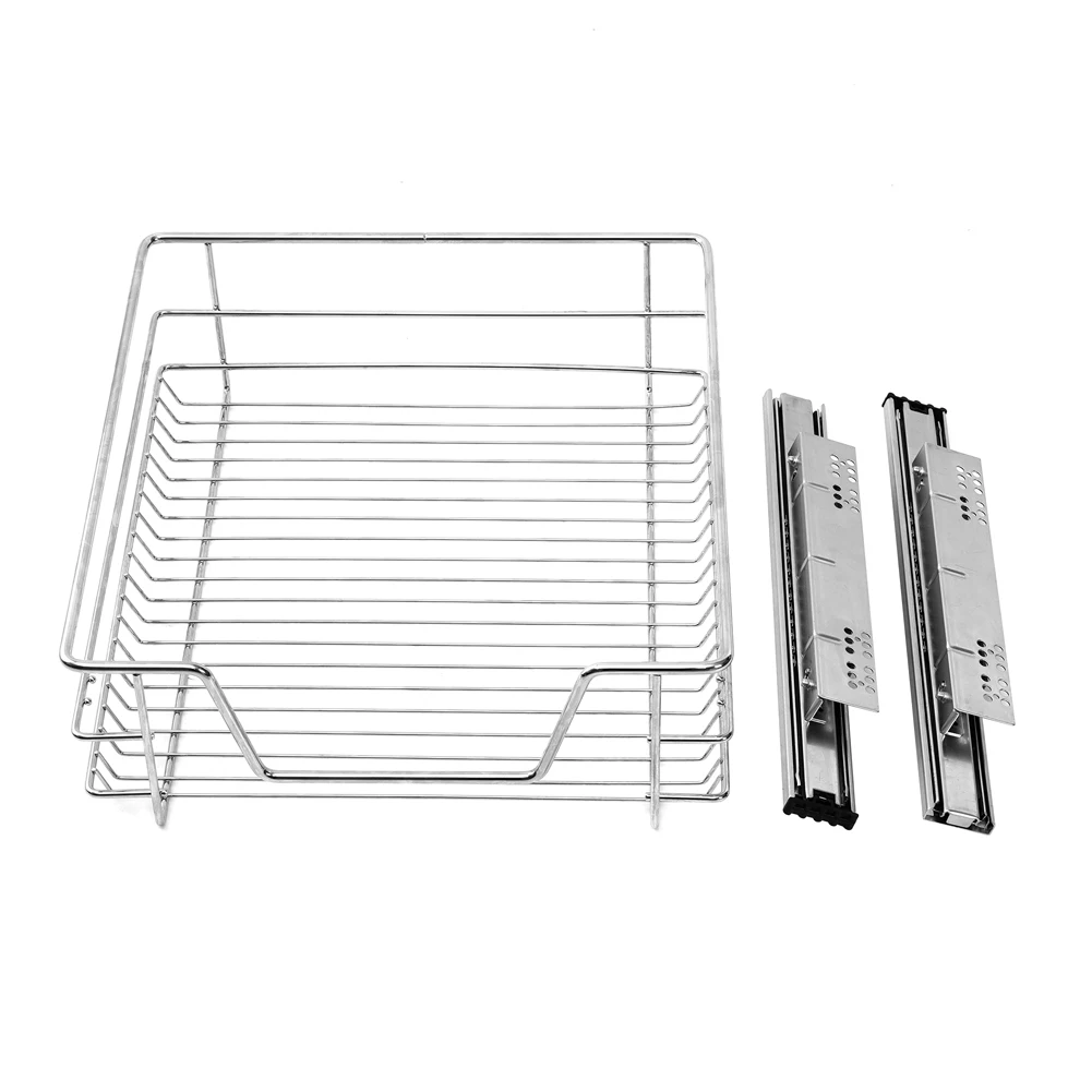 【Lifeideas】Metal Sliding Kitchen Cabinet Pull Out Wire Basket Organizer Sliding Drawer Storage for Inside Kitchen Cabinet