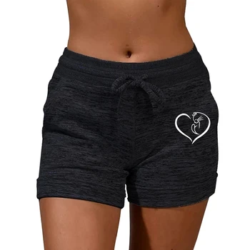 Summer Women's Shorts Printing Elastic High Waist Casual Sport Fitness Running Oversize Female Sweatpants 2