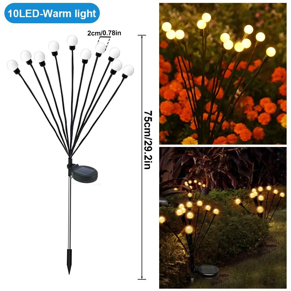 Solar Firefly Garden Lights – 10 LED Waterproof 2