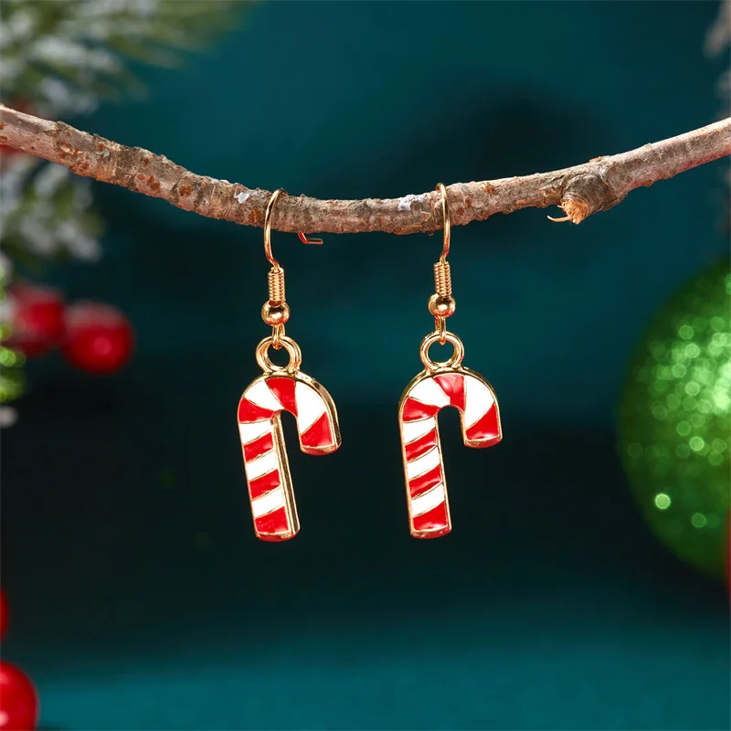 Einzigartige glänzende Strass-Ohrringe mit bunten Süßigkeiten-Streifen für Frauen, süße Schleife, Herz-Ohrringe, 2026, Weihnachtsfeier, Geschenk, Schmuck – Detail 7
