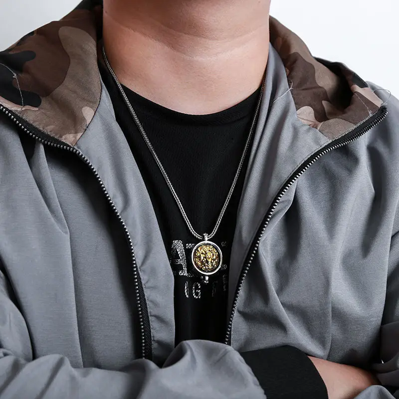 Chinese Style Silver Necklace Men Retro Sweater Chain