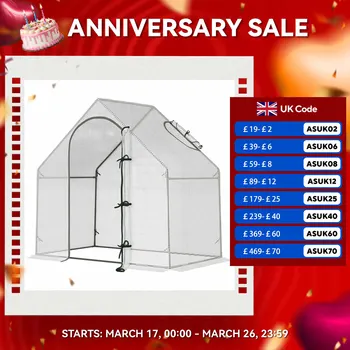 Walk-In Greenhouse Outdoor Garden Growing Plant Shelter Steel Frame PE Cover