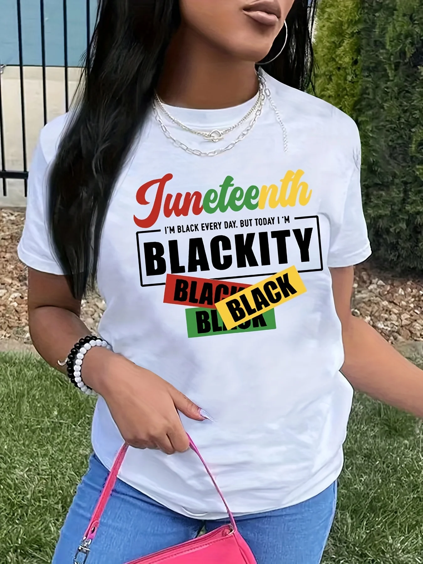 Women’s Vibrant Letter‑Print Crew‑Neck Tee