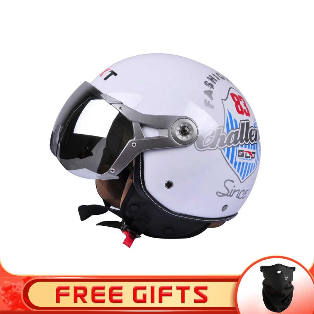 Casco Moto Vintage Aperto Full Face 3/4 Moto Scooter Doppia Lente Casco Moto Elettrico Vintage Equitazione Caschi Da Corsa Dot