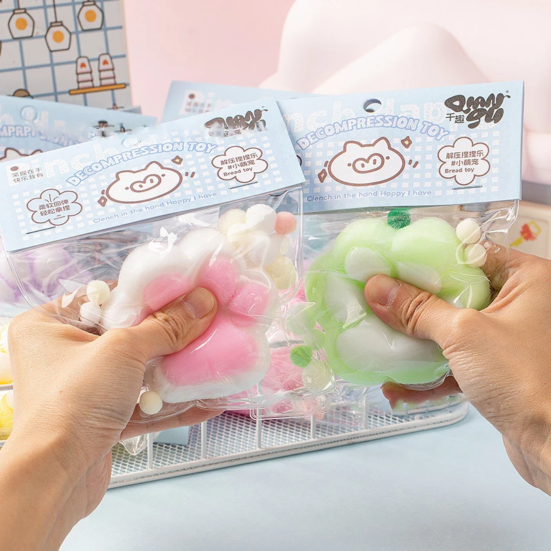 Fidget Toy Large Kawaii Cat Paws Sticky Squeeze Toys Soft Realistic Jelly Glitter Transparent Kids Adult Gifts