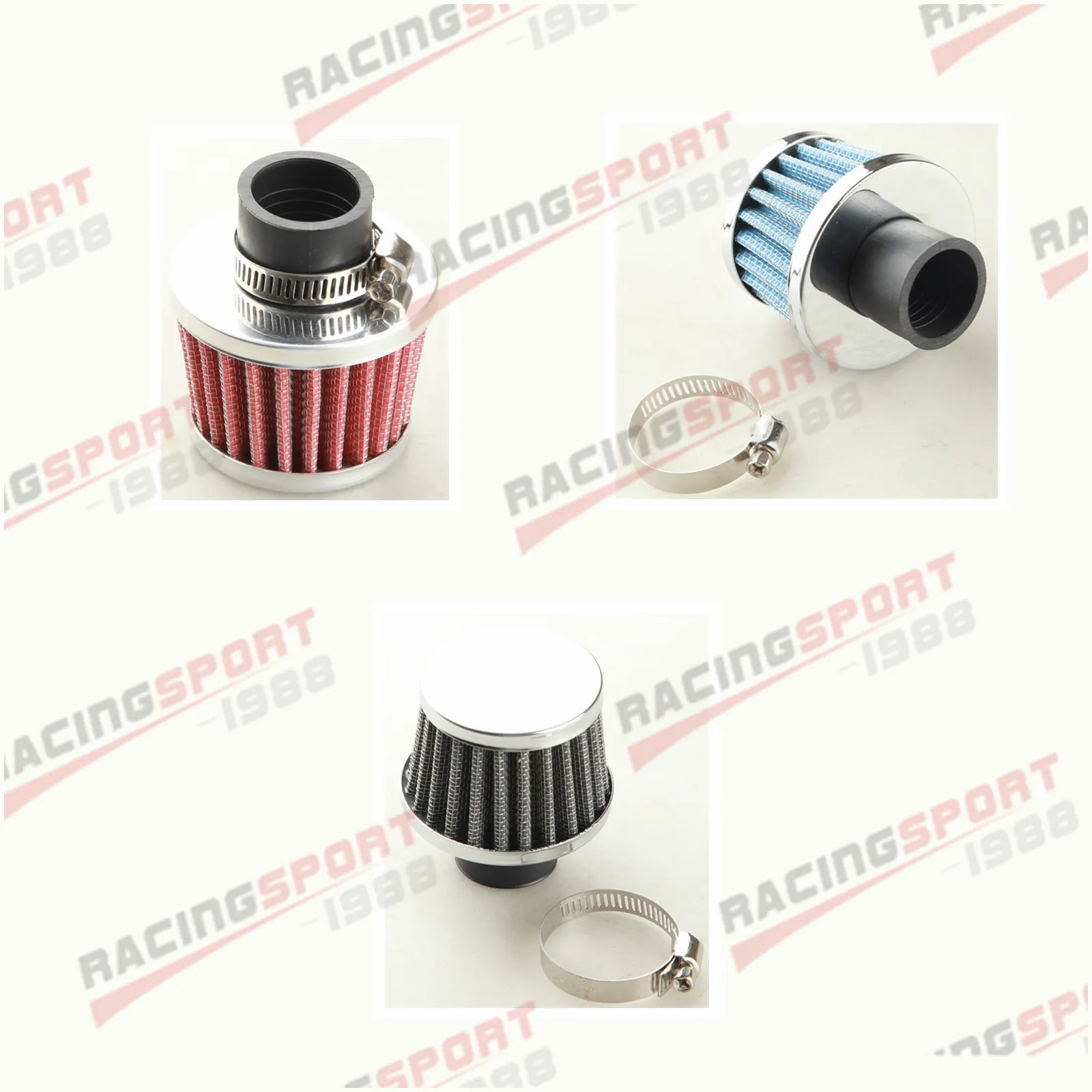Universal 25mm 1" Car Cold Air Intake Filter Turbo Vent Crankcase Breather BLACK/BLUE
