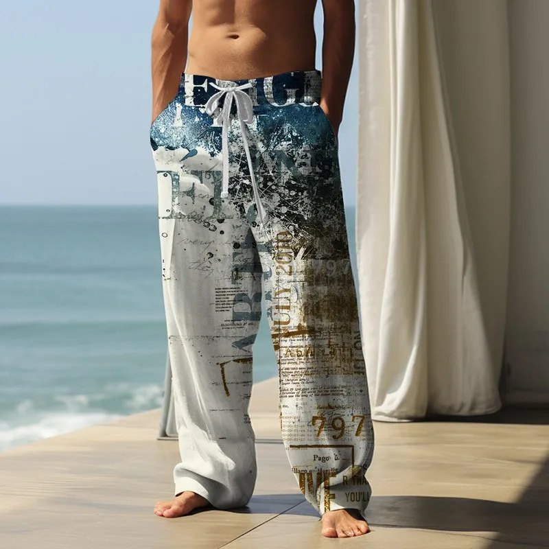 2024 3D Printing High Waisted Commuting Trend, Handsome And Versatile Sports Casual Wide Leg Pants, Loose Casual Pants 5
