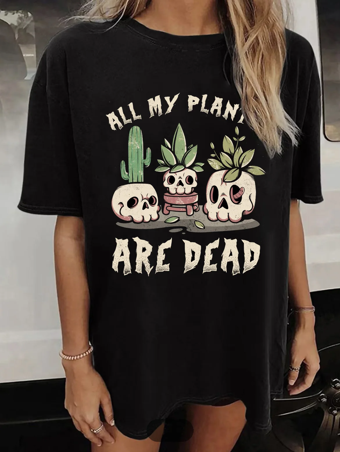 

Женская футболка с принтом, круглым вырезом и коротким рукавом