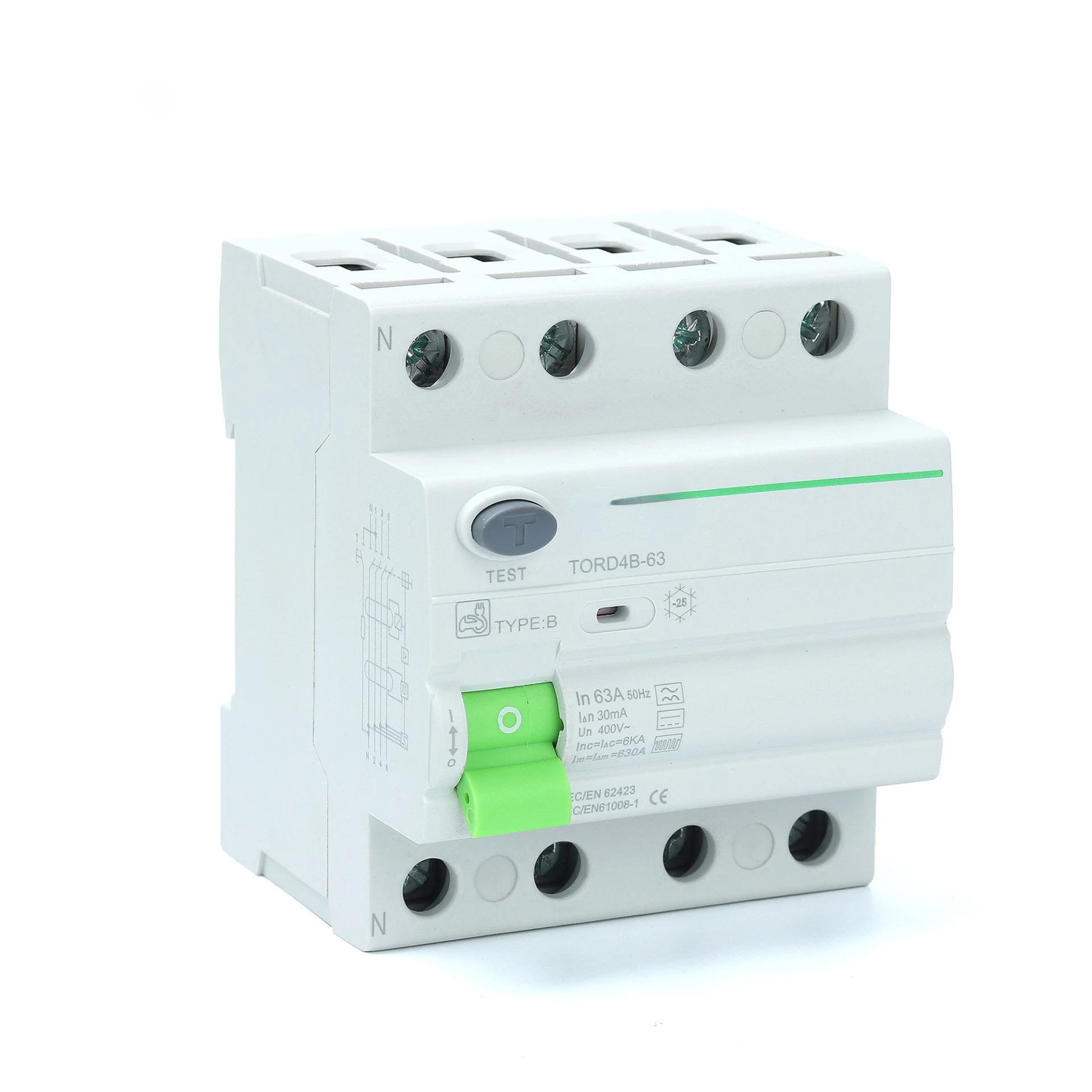 Tongou 5 Anni Di Garanzia Di Qualità Interruttore Di Corrente Di Dispersione Di Terra Tipo B Rccb Rcd 4P 16A ~ 63A 30Ma 300Ma 6Ka