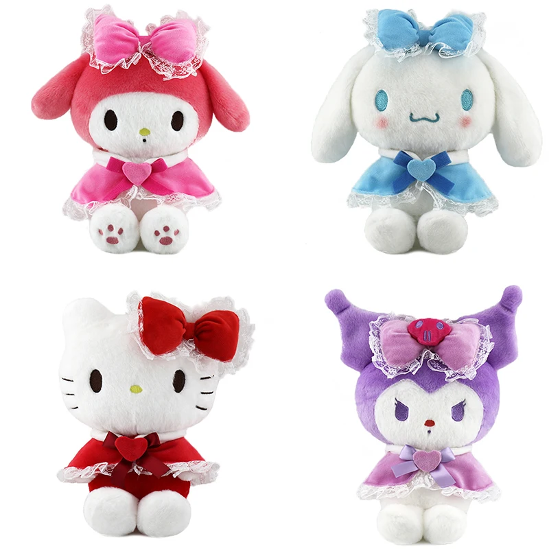 

20cm Sanrio Kawaii Cartoon Anime Figure Plush Doll Kuromi Hello Kitty Melody Cinnamoroll Baby Children's entertainment toy gifts