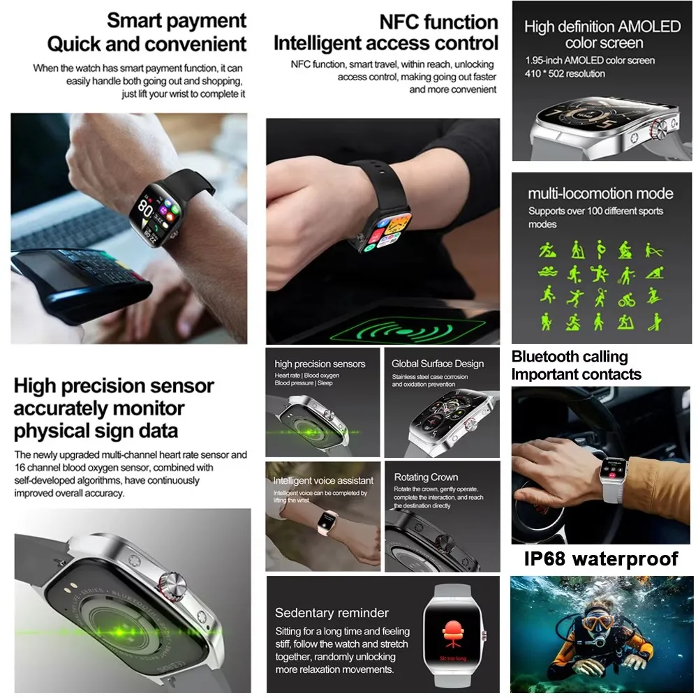 2025 New For HUAWEI OPPO Watch 4 Pro Sports Smart Watches Men GPS Track Waterproof Bluetooth Call NFC Smart Bracelet For Women 4
