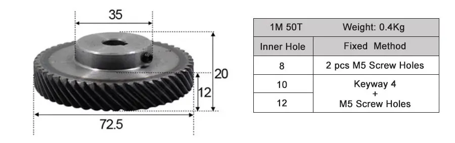 1 Stück Rechts- und Linksspiralgetriebe 1M 20T 1 Mod 20 Zähne Innenbohrung 8mm 10mm 12mm 14mm und Ritzel für Maschinenteile – Detail 15