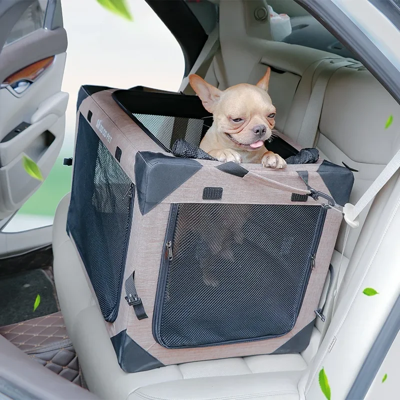 Steel Frame Car Kennel Strong and Durable Dog Trunk Ventilation Multifunctional Dogs Cage Easy Assemble Large Size Safe Folding