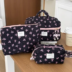 Pink Quilted Cosmetic Travel Organizer & Toiletry Bag - Handbag (P110 Black)