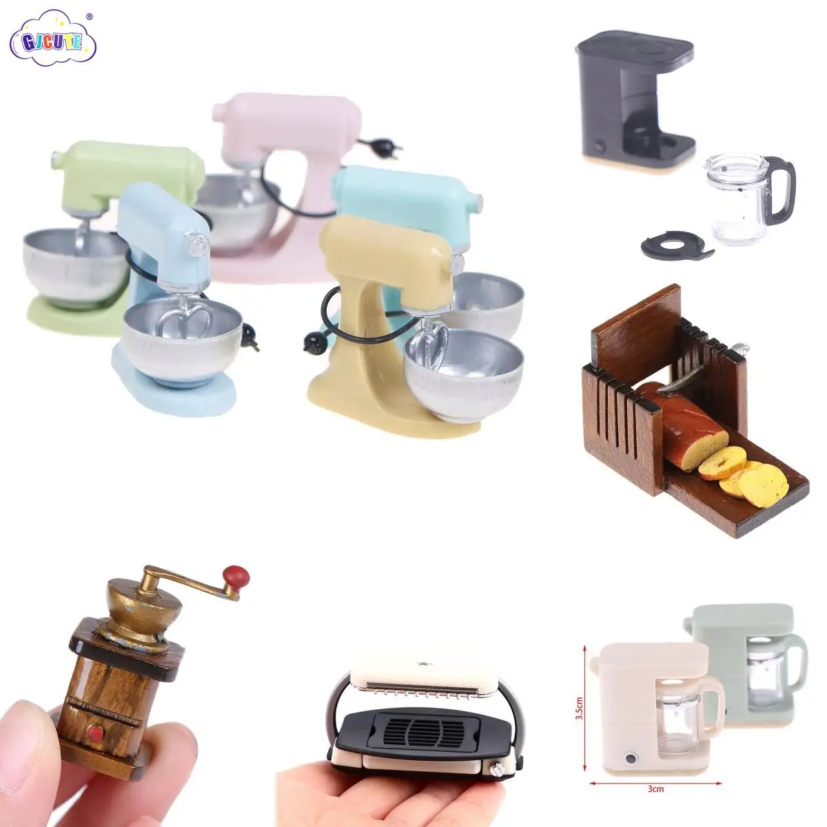 

Dollhouse Miniature Kitchen Coffeemaker Mixer Bread Slicer Barbecue Machine Model Kitchen Furniture Accessories Toys