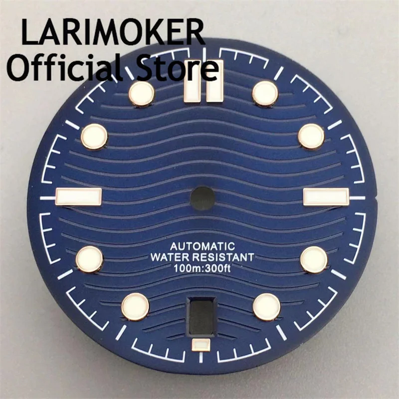 LARIMOKER 31mm Watch Dial Sterile white /Black /blue /green face Fit  NH35 date at 6 o'clock Movement Accessories