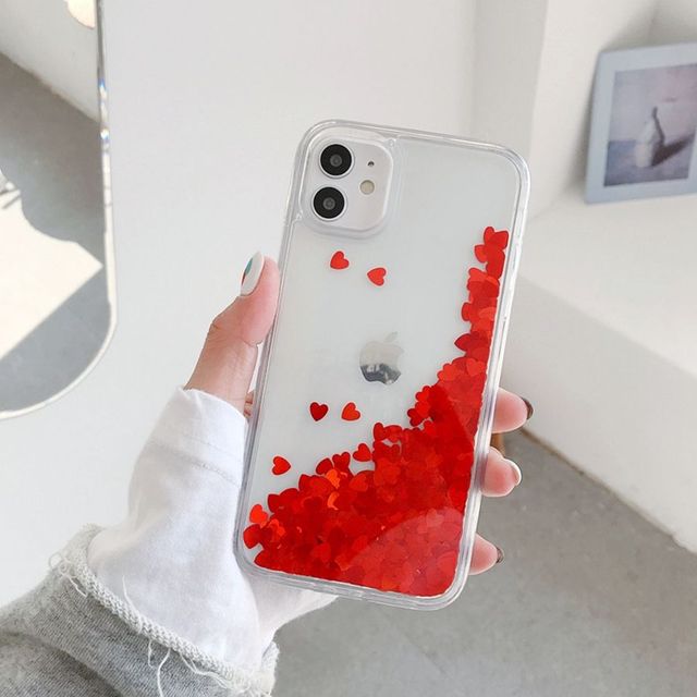 Quicksand Cover for iPhone 13 12 11 Pro Max Liquid Hard Phone Shell for iPhone 6 6S 7 8 Plus X XR XS Cute Apps Icon Case
