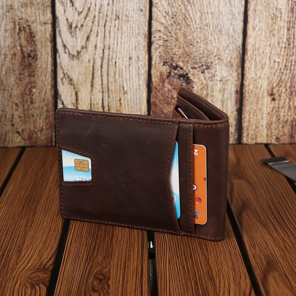 New RFID Wallet Men Crazy Horse Leather Positioning Card Set Genuine Leather wallet men card holder Male Wallet