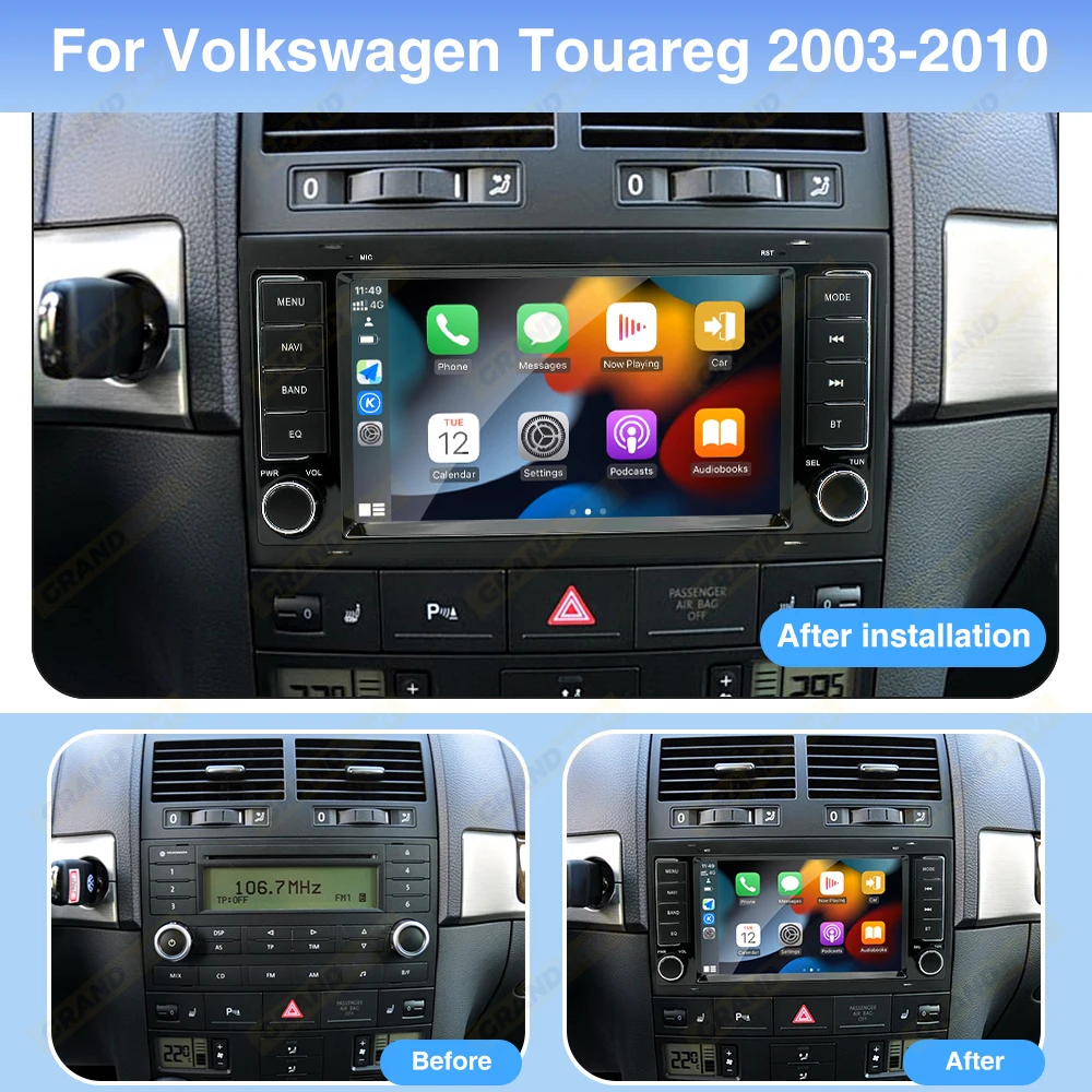 7 Inch Android 11 Car Radio For Volkswagen VW Touareg 2003-2010 Stereo Wireless Carplay Android Auto Multimedia GPS Navigation