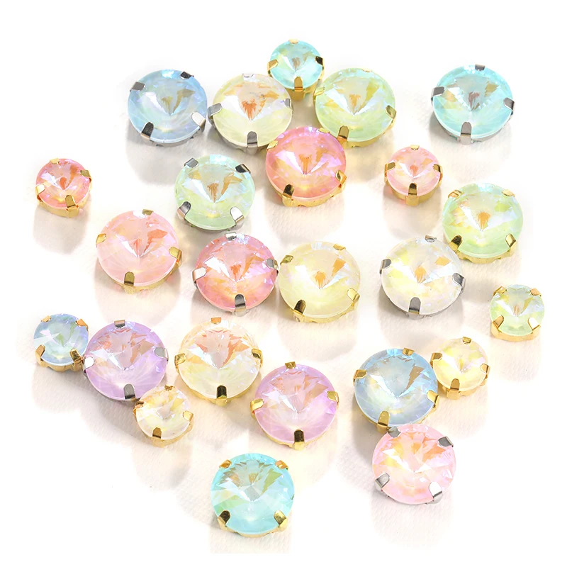 

Round Jewel Flower For Jewelry Accessories Crystal Nails Art Rhinestones For Sewing On Clothes Dress DIY Craft Beads Stones