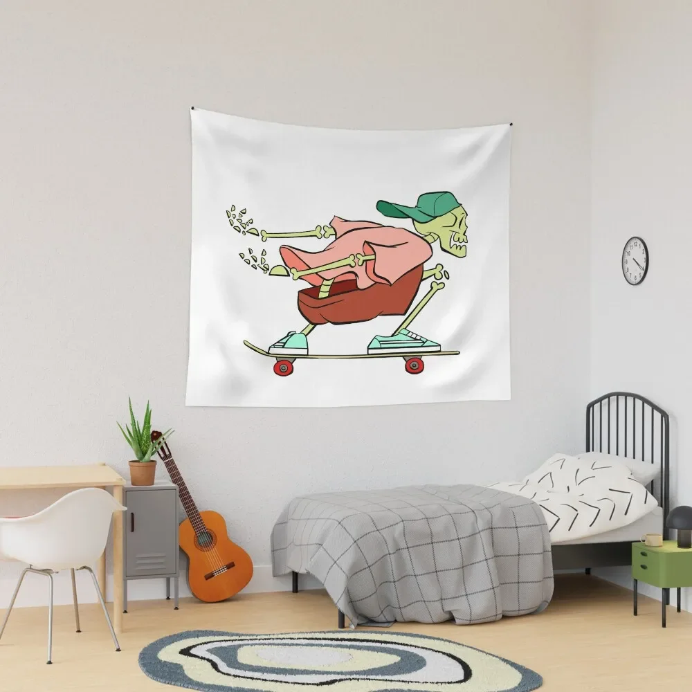 

Skateboarding skeleton Tapestry Tapete For The Wall Decoration Wall Tapestry