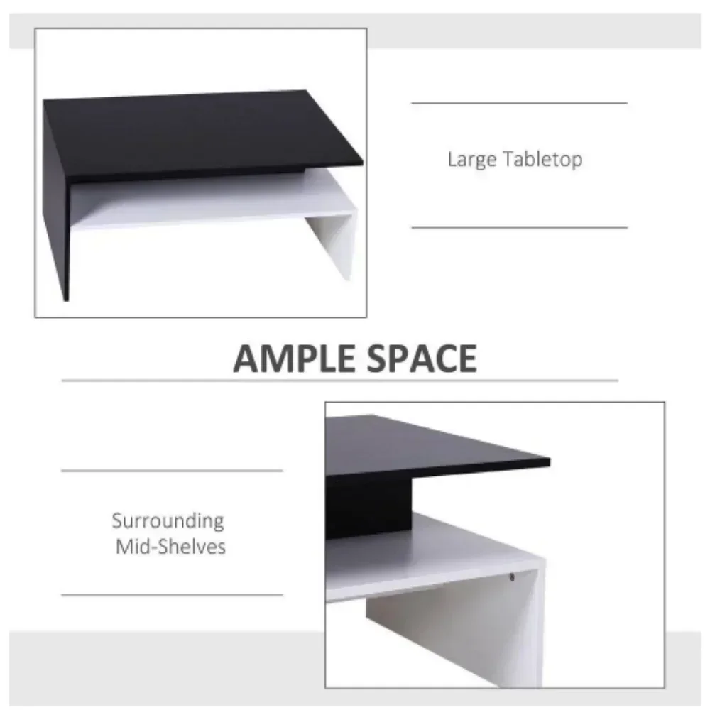 Modern Gloss Lacquer Coffee Table, Black/White 6