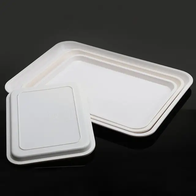 Rectangular Shape Serving Tray Stackable Tea Tray Wear-resistant Non-slip Food Serving Trays White Plastic Tray For Kitchen 2