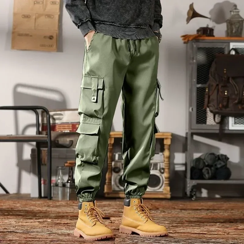 thumbnail image 1 of Pantalones negros de otoño para hombre, pantalones cargo para hombre, multibolsillos, ropa de trabajo de color caqui, multibolsillos, ropa holgada barata más barata Y2k, 1 of 4