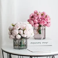 27 Heads Artificial Silk Peony Bouquet Luxury Home Decoration Table Flower Photography Props Fake Flower Wedding Bride Flower 2