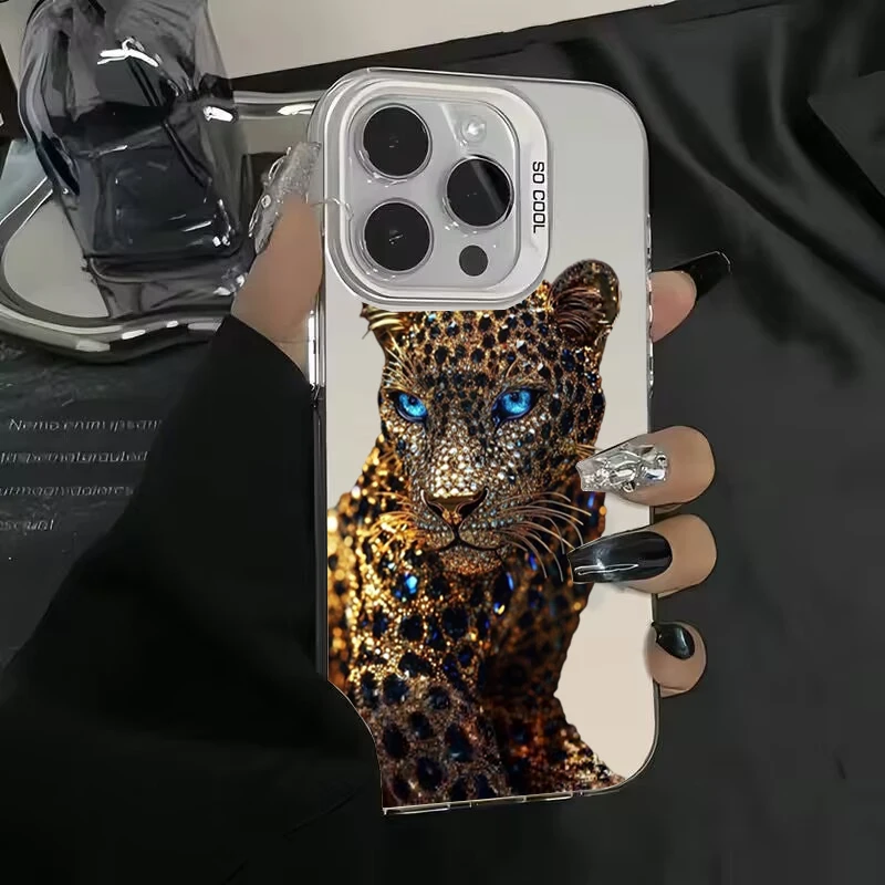 Luxurious Gold and Silver Leopard Print Phone Case