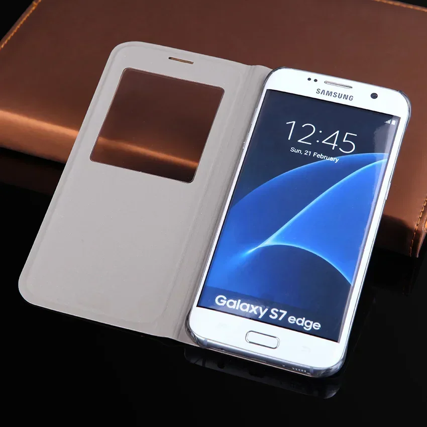 Slide Window View Flip Cover Shockproof Leather Phone Case and Carrying Bag Mask