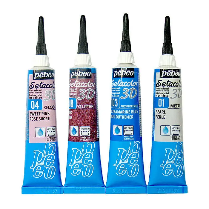 PebeoSetacolor3DFabricPaintWaterproofOutlinerTubesGlitterBrod