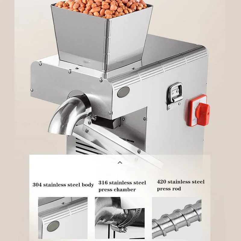 1000W Oil Press Stainless Steel Hot And Cold Fryer Peanut Sesame Oil Press Automatic Hemp Perilla Seed Extractor