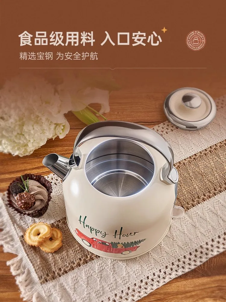 1.7L White Retro Automatic Electric Kettle Water Boiler Strix Thermostat 304Stainless Steel 24x20x26cm 3