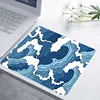 Blue and white ocean print e-sports gaming mouse pad, 2mm non-slip rubber sewn side long keyboard gaming pad, 31.49 x 11.81 inch 2