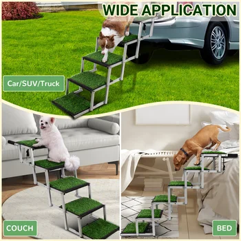 Extra Wide Dog Stairs for Large Dogs, Foldable Dog Ramp for Car with Non-Slip Surface, Dogs Stairs for Cars, High Beds, Truck, S 2
