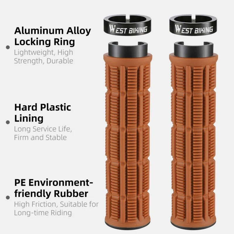 WEST BIKING Anti-Slip Bicycle Handlebar Grips TPR Lightweight Shock-Absorbing MTB Handle Bar Covers 22.2mm Universal Bike Grips