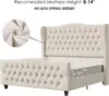 King Size 54.3” Tall Platform Bed Frame with Deep Button Tufted Wingback Headboard and Footboard, Velvet Upholstered Bed Frame 6