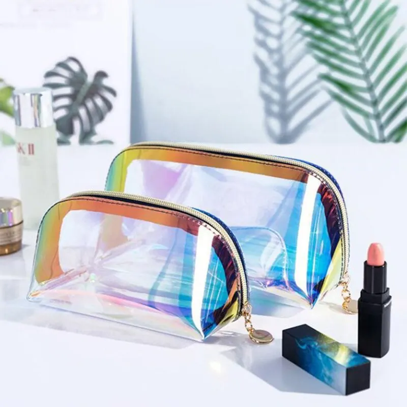 Laser Cosmetic Bag Cosmetic Semicircle Travel Storage Bag Portable Dumpling Shaped Transparent Toiletry